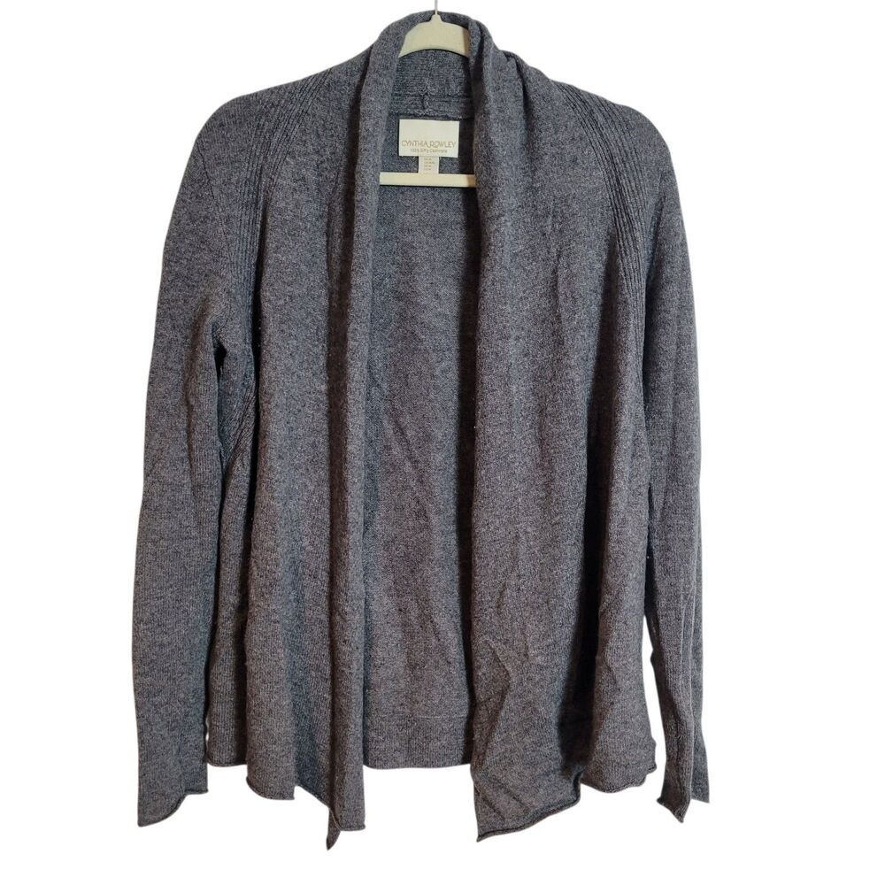 Cynthia Rowley 2 Ply Cashmere Cardigan Sweater Women's Medium M Gray Luxury Soft